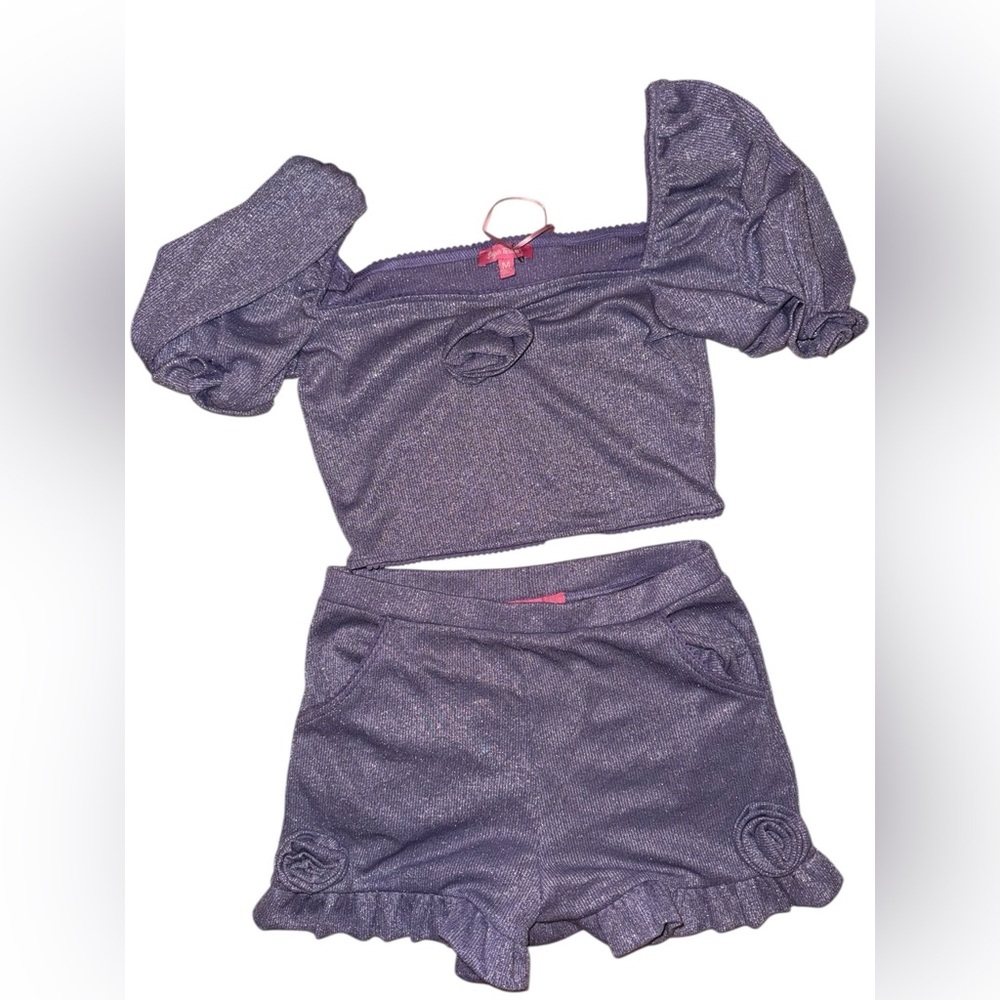 Sugar Thrillz rosette metallic purple set medium new with tag